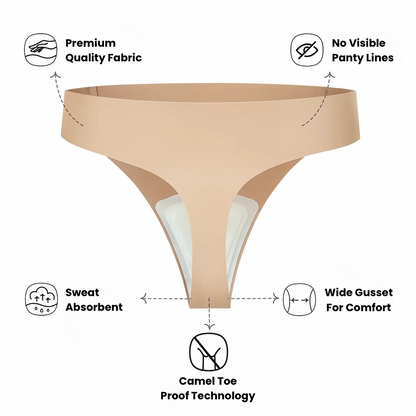 StyledChic InvisaThong High Rise Seamless Thong Camel Proof Technology