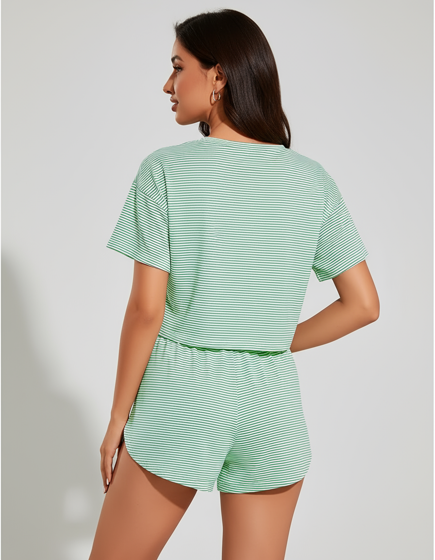 Asleka The Linger Set Women's Cotton Blend Loungewear Short Set