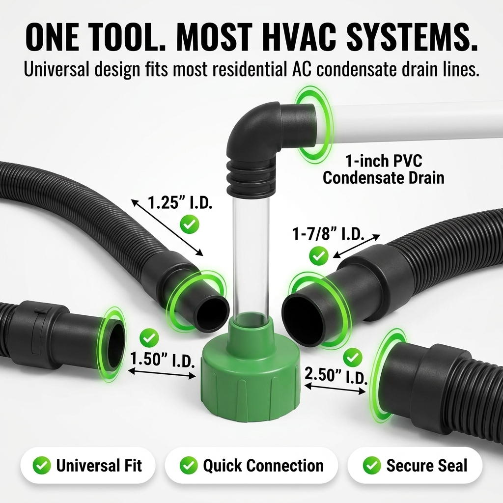 HomeHalo Universal AC Drain Line Shop-Vac Adapter Attachment