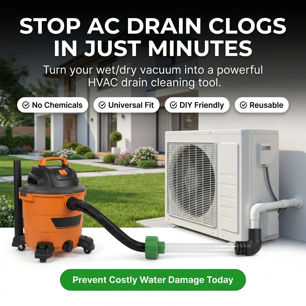 HomeHalo Universal AC Drain Line Shop-Vac Adapter Attachment